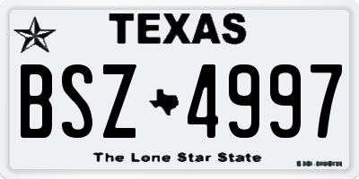 TX license plate BSZ4997