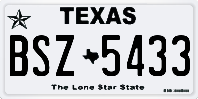 TX license plate BSZ5433