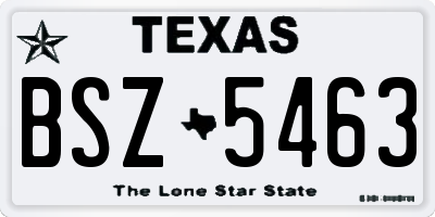 TX license plate BSZ5463