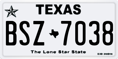 TX license plate BSZ7038