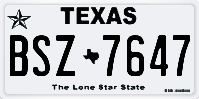 TX license plate BSZ7647