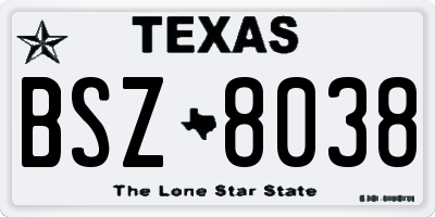 TX license plate BSZ8038