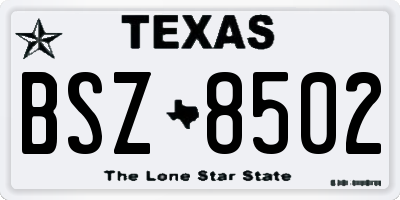 TX license plate BSZ8502