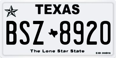 TX license plate BSZ8920