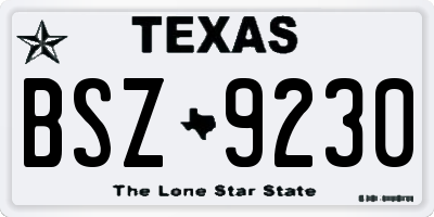 TX license plate BSZ9230