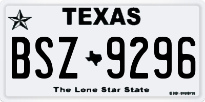 TX license plate BSZ9296