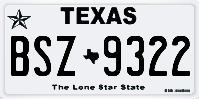 TX license plate BSZ9322