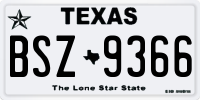 TX license plate BSZ9366