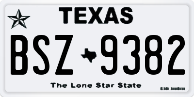 TX license plate BSZ9382