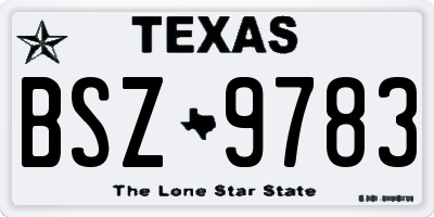 TX license plate BSZ9783