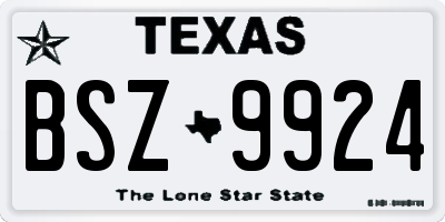 TX license plate BSZ9924