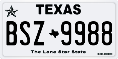 TX license plate BSZ9988
