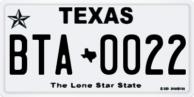 TX license plate BTA0022