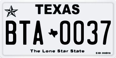 TX license plate BTA0037