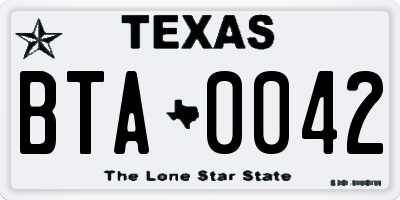 TX license plate BTA0042
