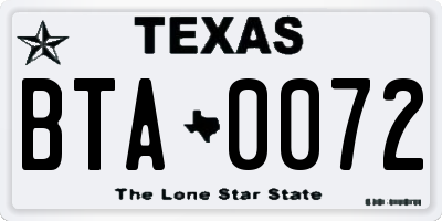 TX license plate BTA0072