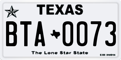 TX license plate BTA0073