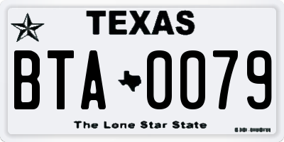 TX license plate BTA0079