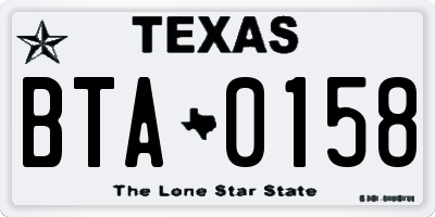 TX license plate BTA0158