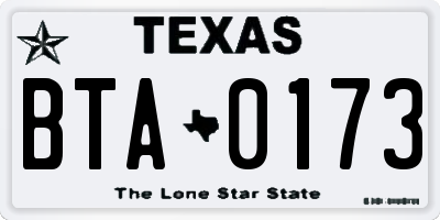 TX license plate BTA0173