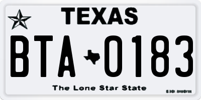 TX license plate BTA0183