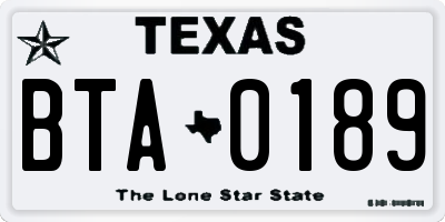 TX license plate BTA0189