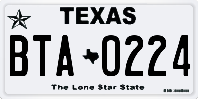 TX license plate BTA0224