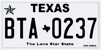 TX license plate BTA0237
