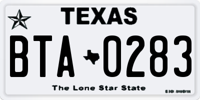 TX license plate BTA0283