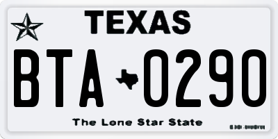 TX license plate BTA0290