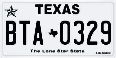 TX license plate BTA0329