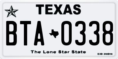 TX license plate BTA0338