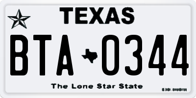 TX license plate BTA0344