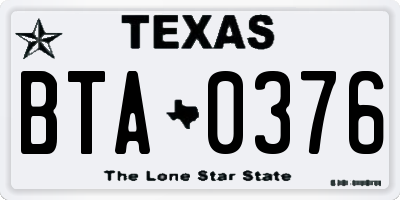 TX license plate BTA0376