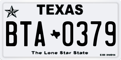 TX license plate BTA0379