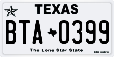 TX license plate BTA0399
