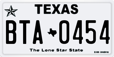 TX license plate BTA0454