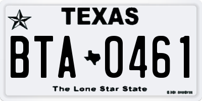 TX license plate BTA0461