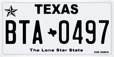 TX license plate BTA0497