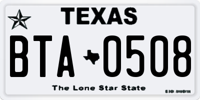 TX license plate BTA0508