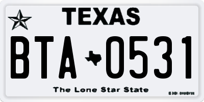 TX license plate BTA0531