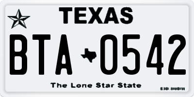 TX license plate BTA0542