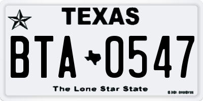 TX license plate BTA0547