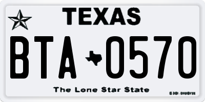 TX license plate BTA0570