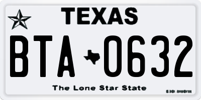 TX license plate BTA0632
