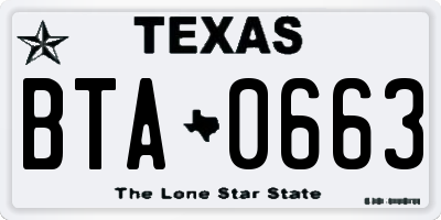 TX license plate BTA0663