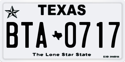 TX license plate BTA0717