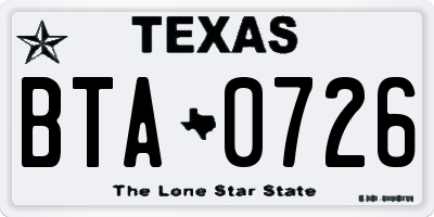 TX license plate BTA0726