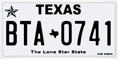 TX license plate BTA0741