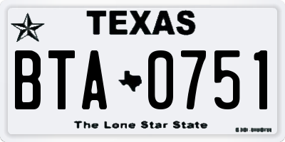 TX license plate BTA0751